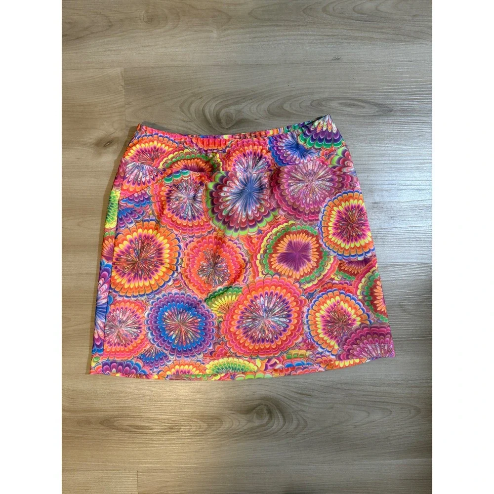 B Skinz Skort Womens M Multi Color Psychedelic Floral Athletic Golf Tennis